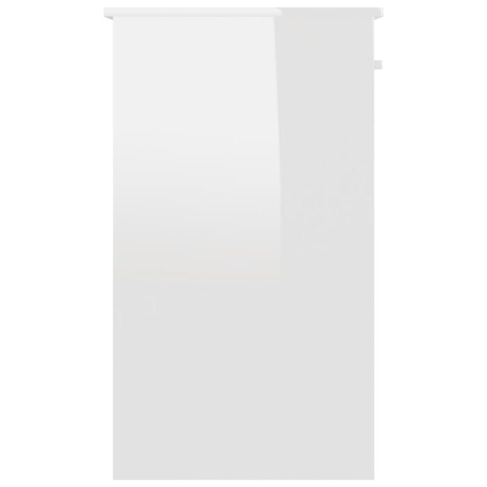 Bureau Blanc brillant 90x45x76 cm Bois d’ingénierie – Image 3