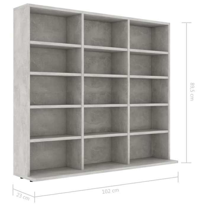 Armoire à CD Gris béton 100x23x89,5 cm Bois d’ingénierie – Image 4