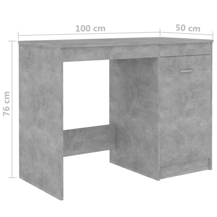 Bureau Gris béton 100x50x76 cm Bois d'ingénierie – Image 7