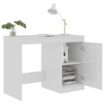 Bureau Blanc brillant 100x50x76 cm Bois d’ingénierie – Image 3