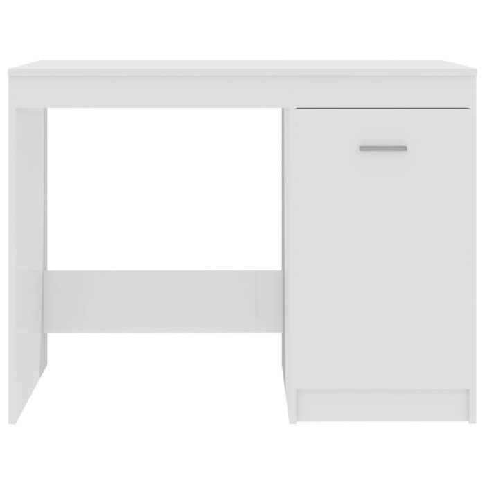 Bureau Blanc brillant 100x50x76 cm Bois d’ingénierie – Image 4