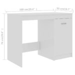 Bureau Blanc brillant 100x50x76 cm Bois d’ingénierie – Image 7