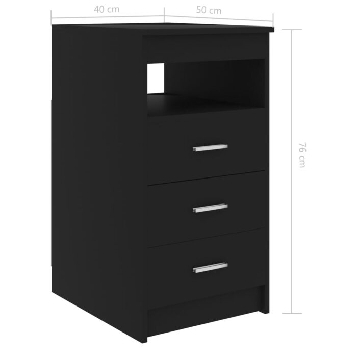 Armoire à tiroirs Noir 40x50x76 cm Bois d'ingénierie – Image 4