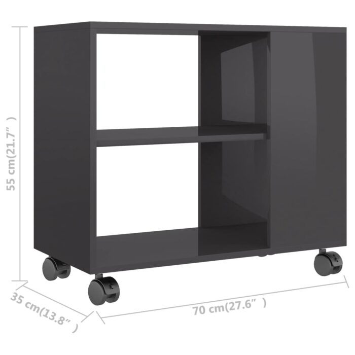 Table d'appoint Gris brillant 70x35x55 cm Bois d'ingénierie – Image 4