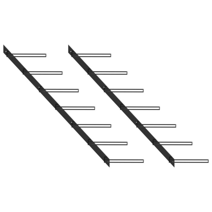 Casiers à bouteilles muraux pour 14 bouteilles 2 pcs Noir Métal – Image 1