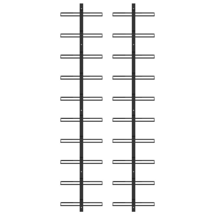 Casiers à bouteilles muraux pour 20 bouteilles 2 pcs Noir Métal – Image 2