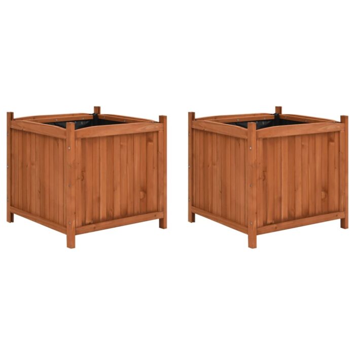Jardinières surélevées 2 pcs 50x50x50 cm Bois de sapin – Image 1