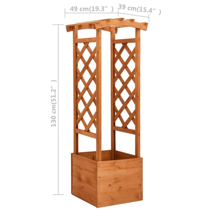 Jardinière à treillis avec arche 49x39x130 cm Bois de sapin – Image 4