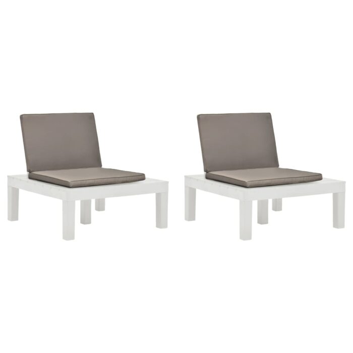 Chaises de salon de jardin et coussins lot de 2 Plastique Blanc – Image 1