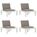 Chaises de salon de jardin et coussins lot de 4 Plastique Blanc