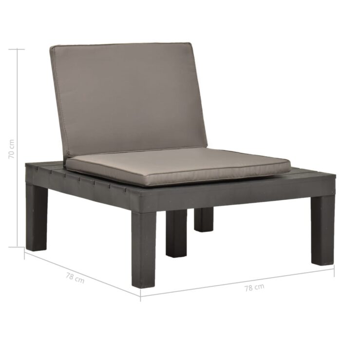 Chaises de salon de jardin et coussins 2pc Plastique Anthracite – Image 7