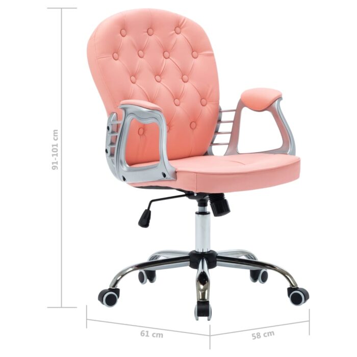 Chaise de bureau pivotante Rose Similicuir – Image 9