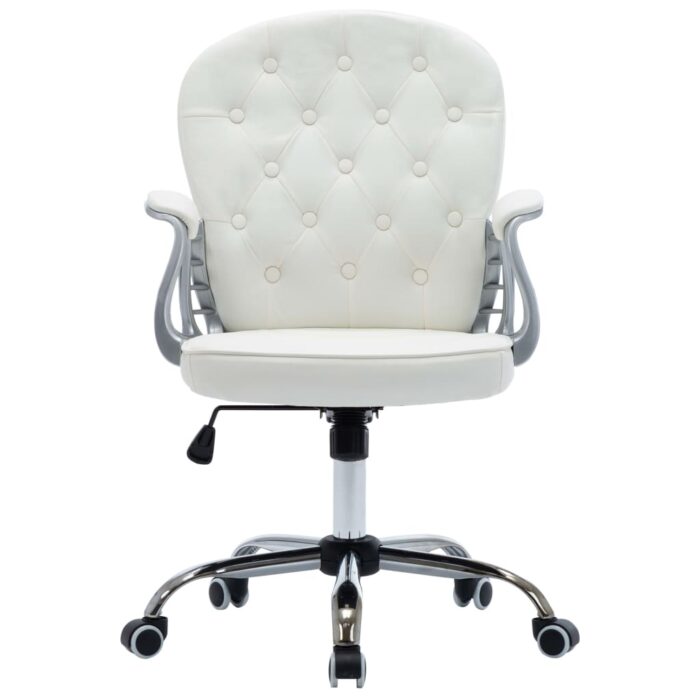 Chaise de bureau pivotante Blanc Similicuir – Image 2