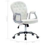 Chaise de bureau pivotante Blanc Similicuir – Image 9