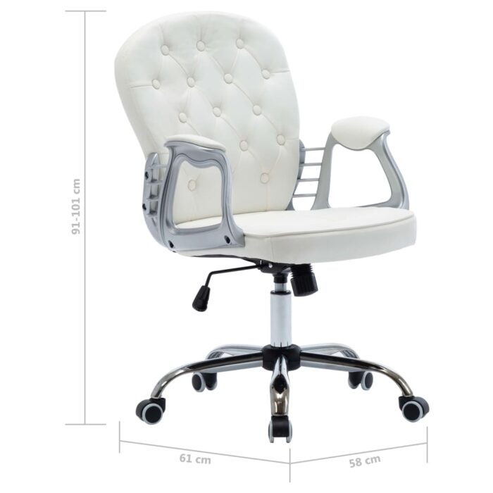 Chaise de bureau pivotante Blanc Similicuir – Image 9