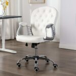 Chaise de bureau pivotante Blanc Similicuir