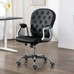 Chaise de bureau pivotante Noir Similicuir
