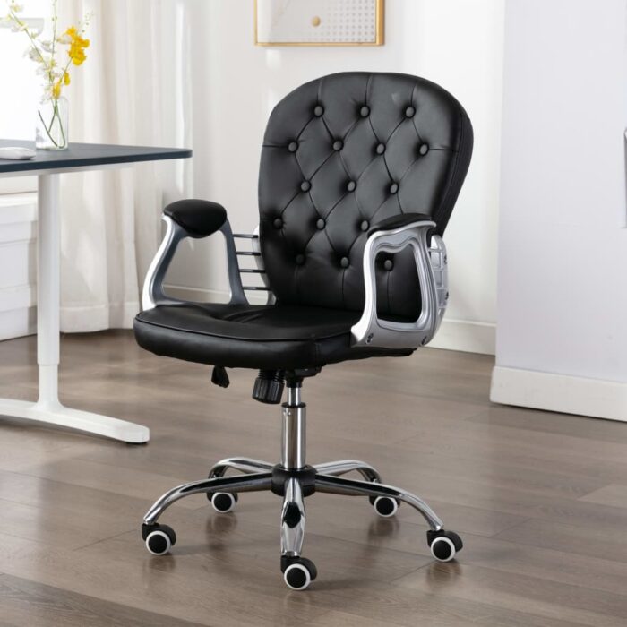 Chaise de bureau pivotante Noir Similicuir – Image 1