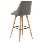Tabourets de bar lot de 2 gris clair velours – Image 5