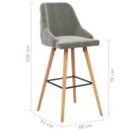 Tabourets de bar lot de 2 gris clair velours – Image 6
