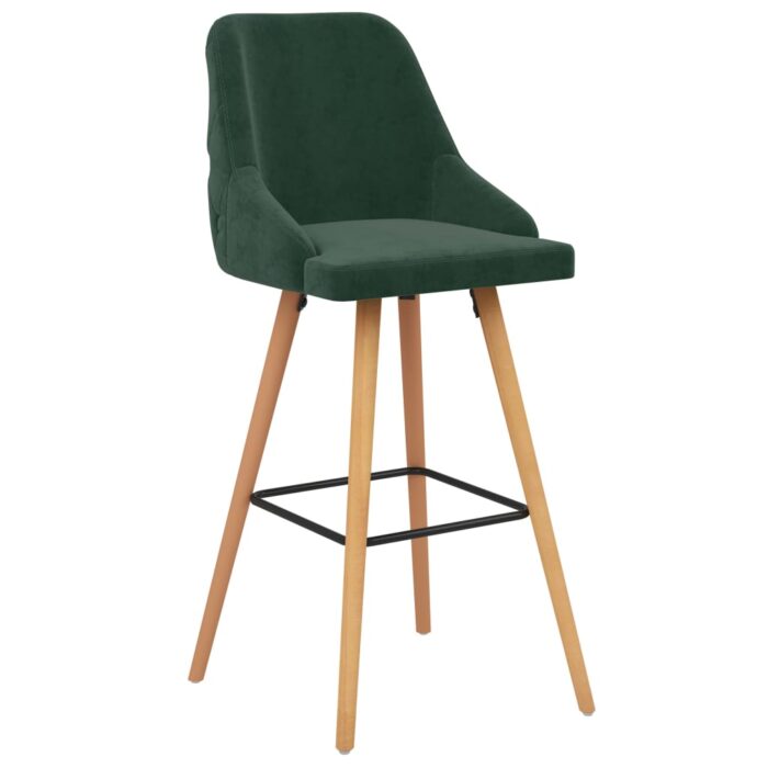 Tabourets de bar lot de 2 vert foncé velours – Image 2