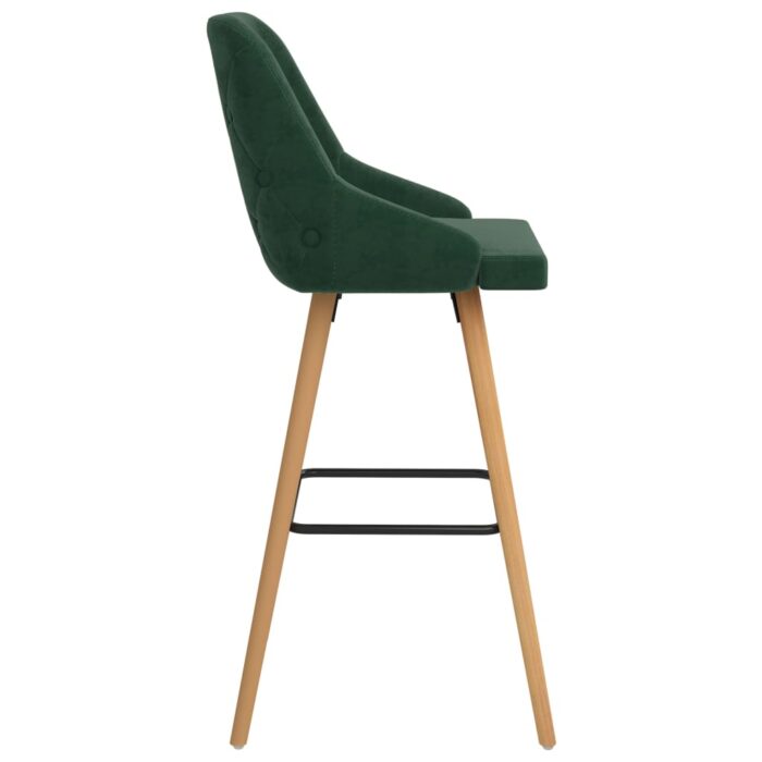 Tabourets de bar lot de 2 vert foncé velours – Image 4