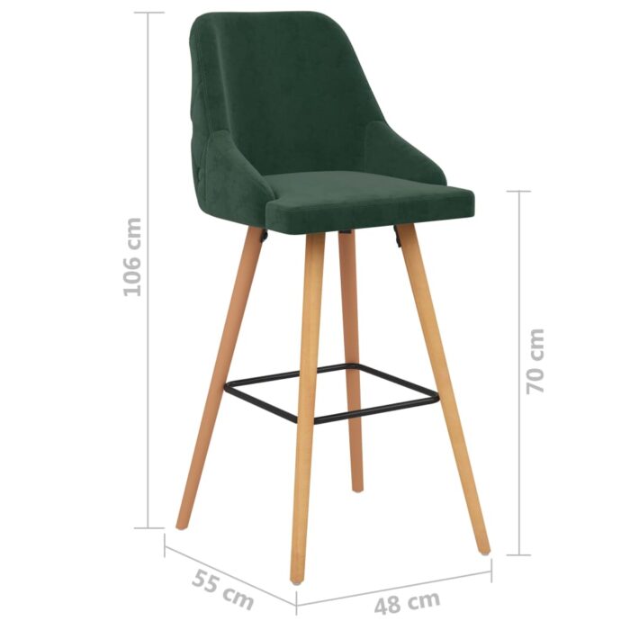 Tabourets de bar lot de 2 vert foncé velours – Image 6