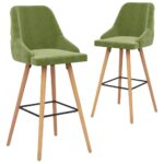 Tabourets de bar lot de 2 vert clair velours