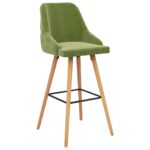 Tabourets de bar lot de 2 vert clair velours – Image 2