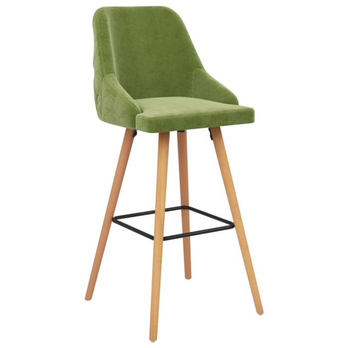 Tabourets de bar lot de 2 vert clair velours – Image 2