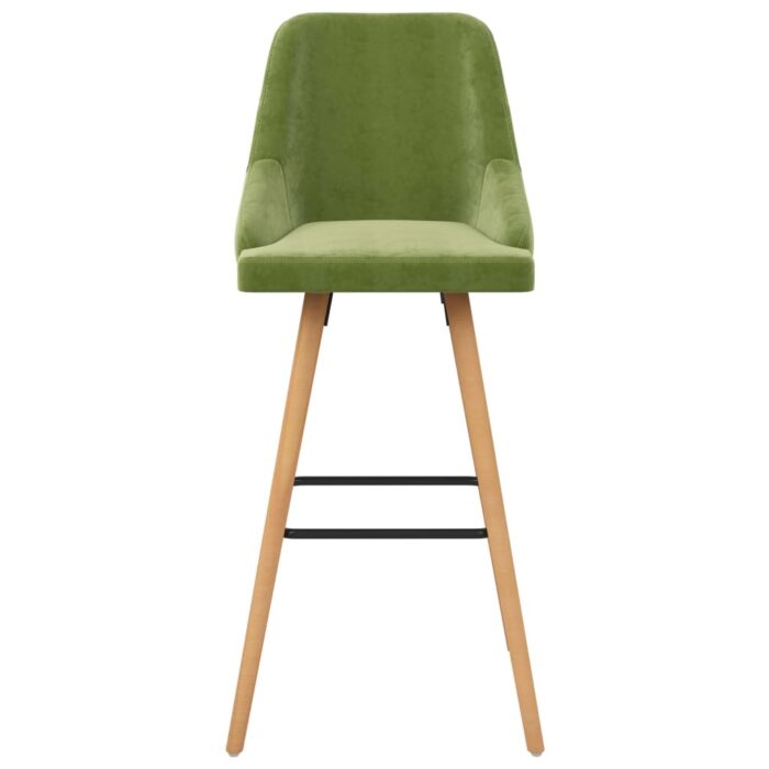 Tabourets de bar lot de 2 vert clair velours – Image 3