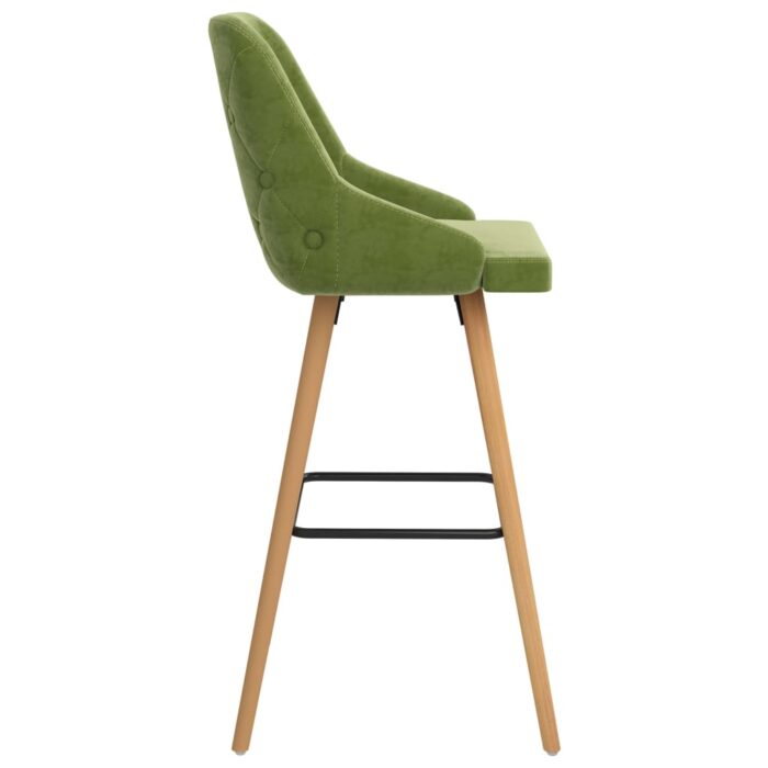 Tabourets de bar lot de 2 vert clair velours – Image 4