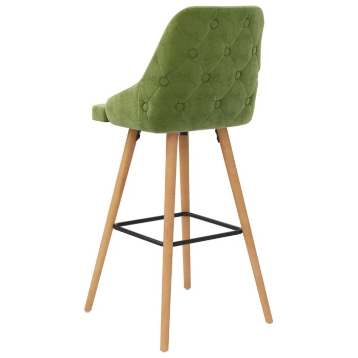 Tabourets de bar lot de 2 vert clair velours – Image 5