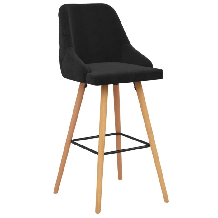 Tabourets de bar lot de 2 noir velours – Image 2