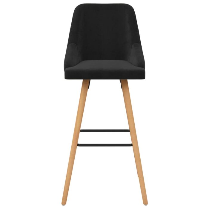 Tabourets de bar lot de 2 noir velours – Image 3