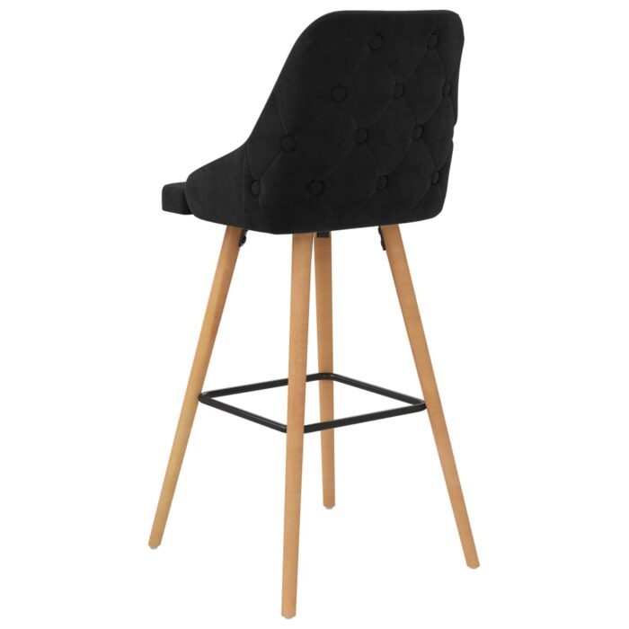 Tabourets de bar lot de 2 noir velours – Image 5