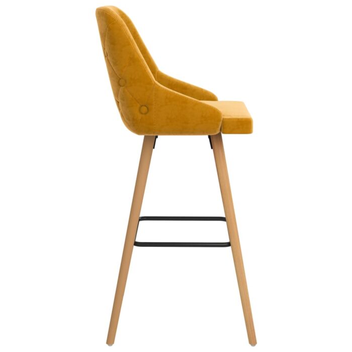 Tabourets de bar lot de 2 jaune velours – Image 4