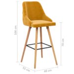 Tabourets de bar lot de 2 jaune velours – Image 6