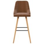 Tabourets de bar lot de 2 marron velours – Image 3