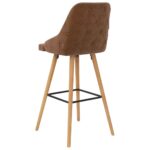 Tabourets de bar lot de 2 marron velours – Image 5