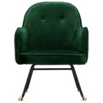 Chaise à bascule Vert foncé Velours – Image 2