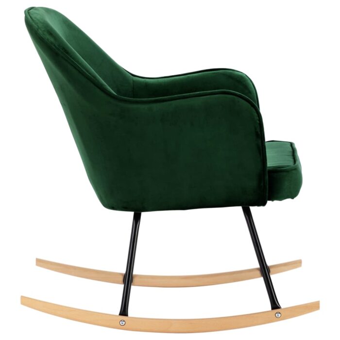 Chaise à bascule Vert foncé Velours – Image 3