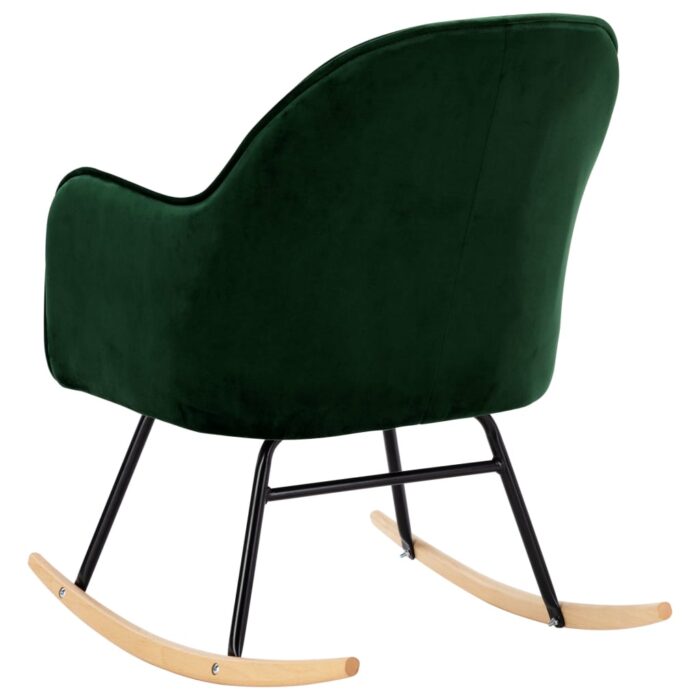 Chaise à bascule Vert foncé Velours – Image 4