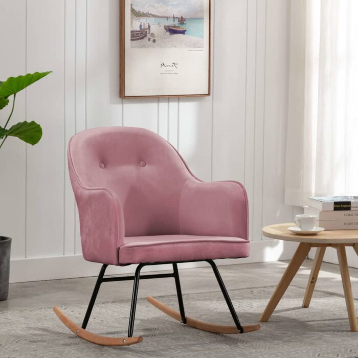 Chaise à bascule Rose Velours – Image 1