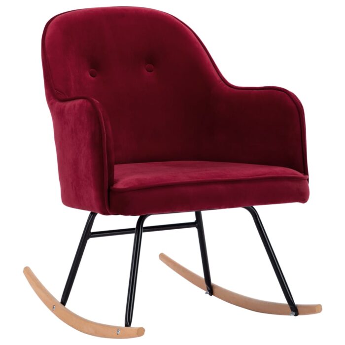 Chaise à bascule Rouge bordeaux Velours – Image 2