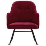 Chaise à bascule Rouge bordeaux Velours – Image 3