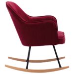 Chaise à bascule Rouge bordeaux Velours – Image 4
