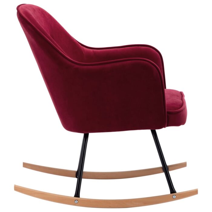 Chaise à bascule Rouge bordeaux Velours – Image 4