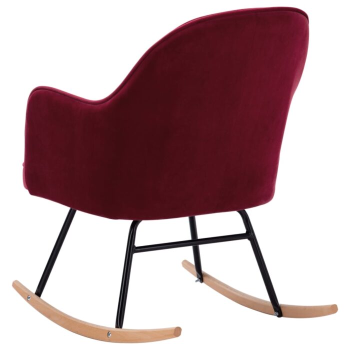 Chaise à bascule Rouge bordeaux Velours – Image 5