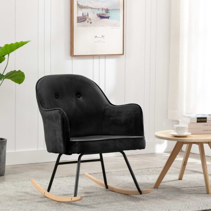 VXL8719883988894_m_en_hd_1.jpg Chaise à bascule Noir Velours – Image 1
